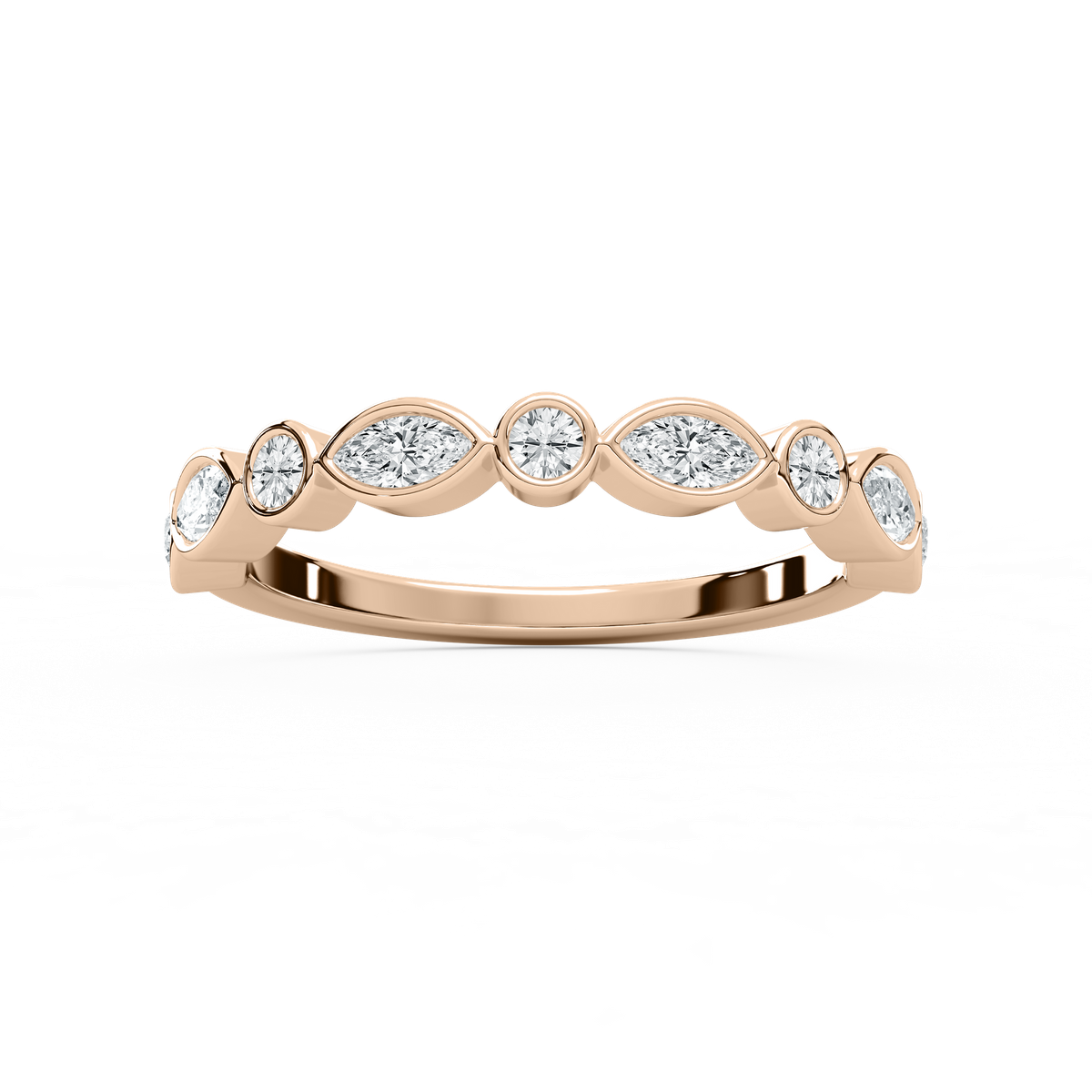 Marquise Bezel Stack Ring in Rose Gold