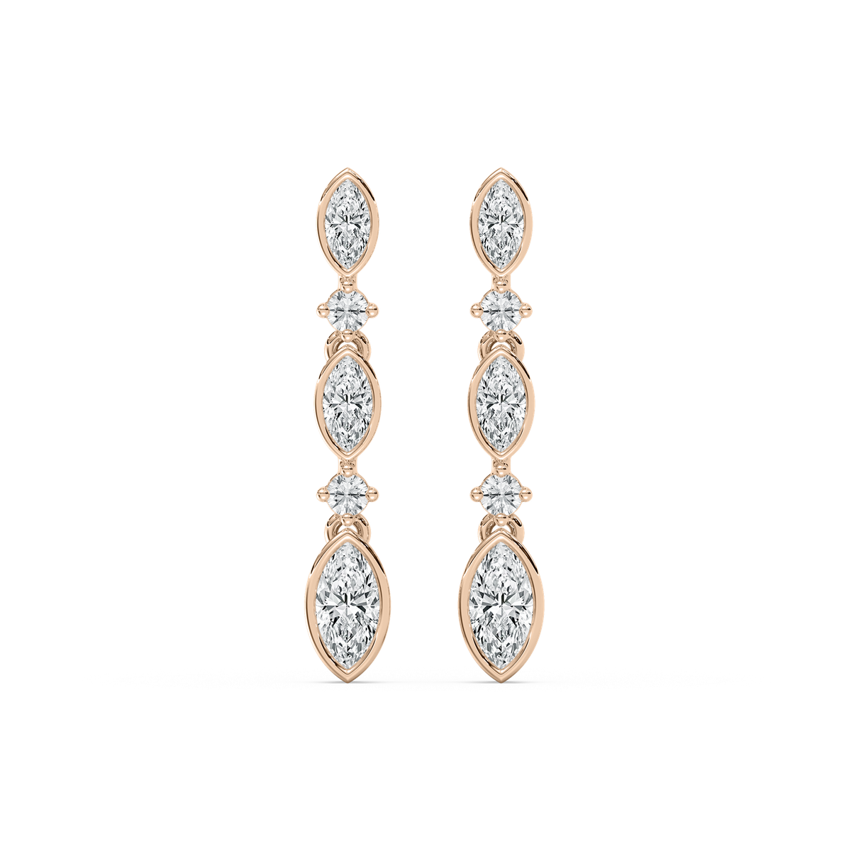 Marquise Diamond Drop Earrings in Rose Gold