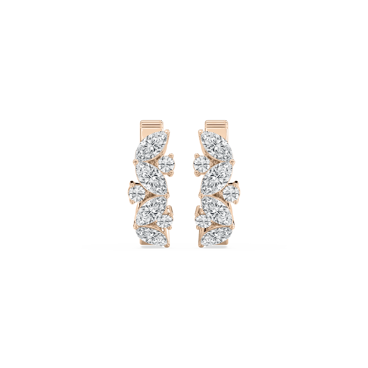 Marquise and Round Petite Hoops in Rose Gold
