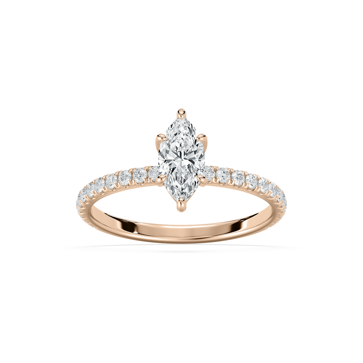 Maura Petite Marquise Engagement Ring in 14K Rose Gold