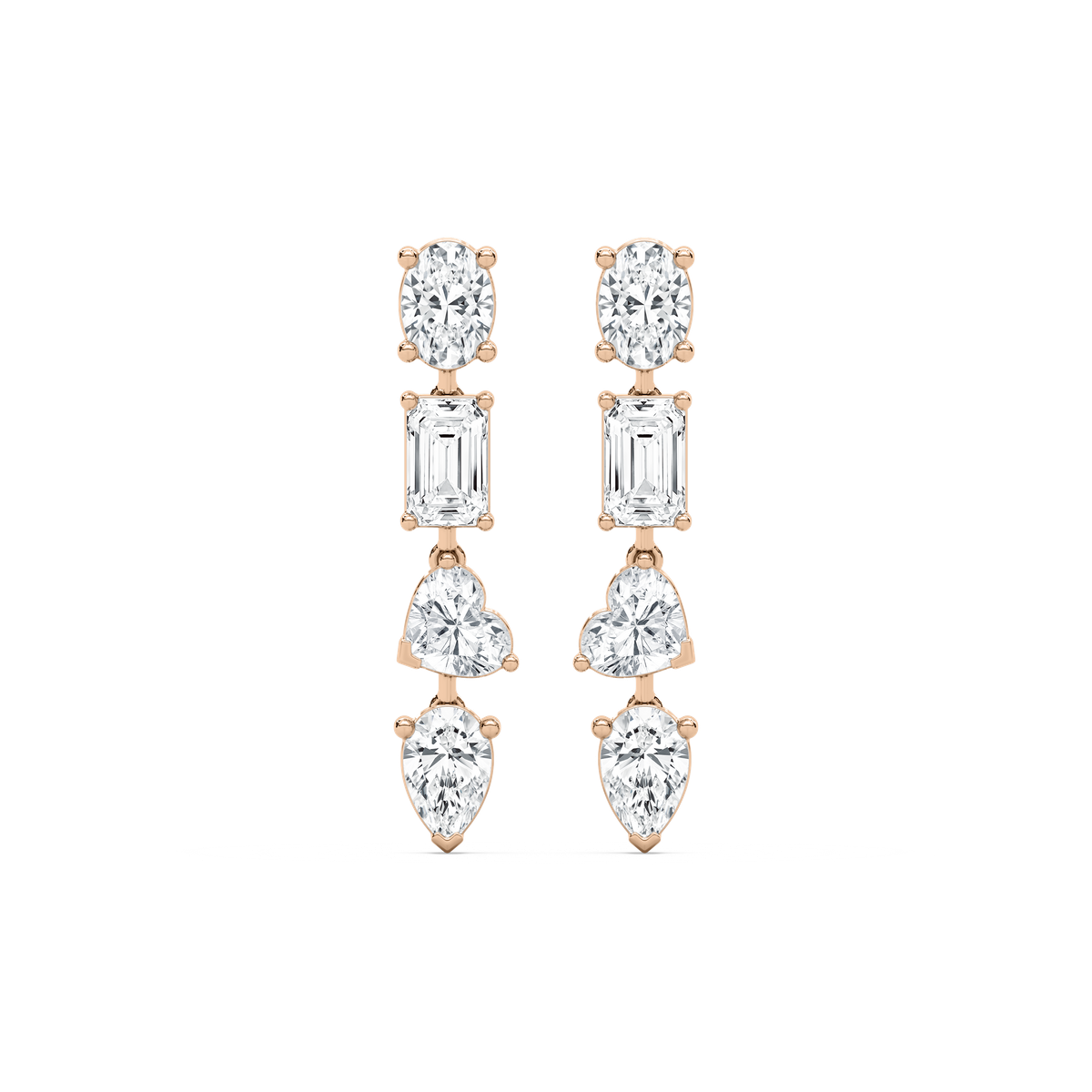 Multi Stone Drop Earrings in Rose Gold