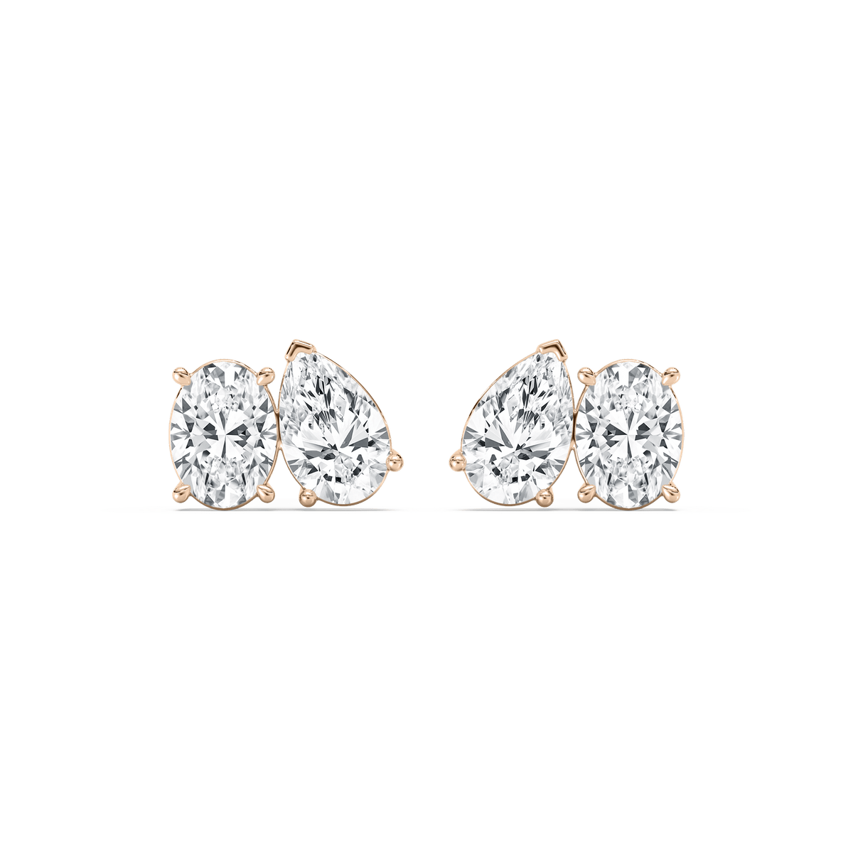 Oval Pear Stud Earrings in Rose Gold