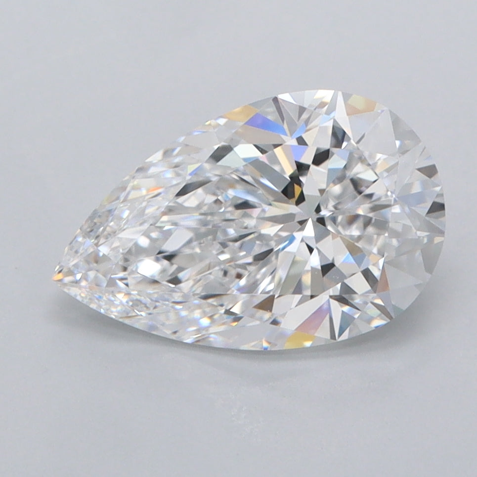 2.03 Carat Pear Shaped, Ideal Cut, D Color, FL Clarity, IGI Certified Lab Grown Diamond