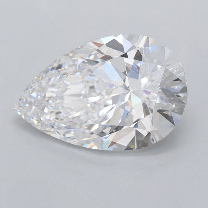 1.47 Carat Pear Shaped, Ideal Cut, D Color, FL Clarity, IGI Certified Lab Grown Diamond