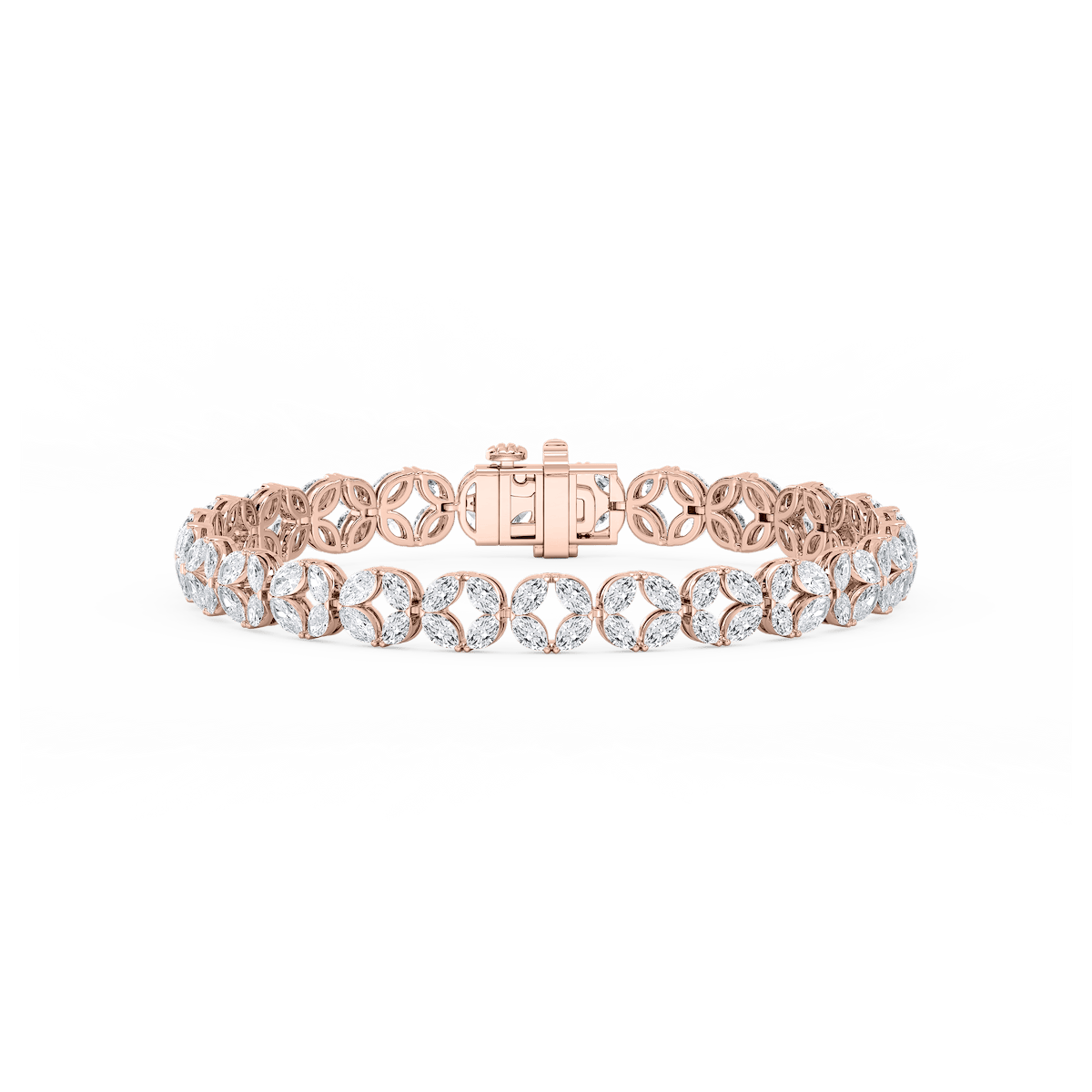 8 ctw Marquise Lab Grown Diamond Open Flower Bracelet  - 7 Inches