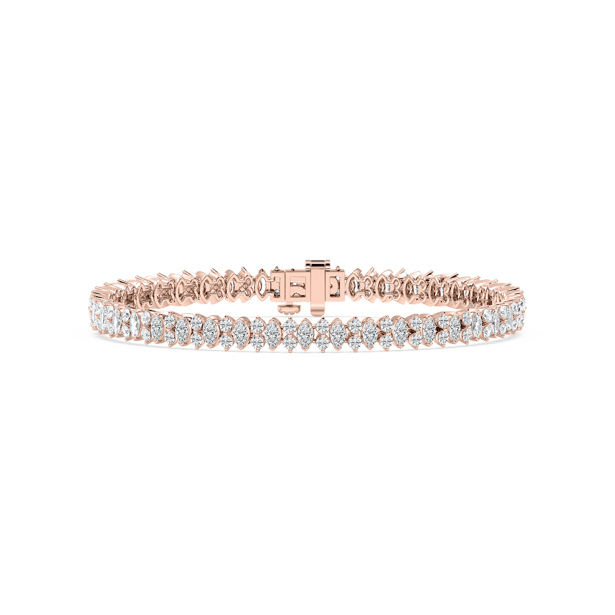 6 ⅙ ctw Marquise and Round Lab Grown Diamond Double Row Tennis Bracelet - 7 Inches