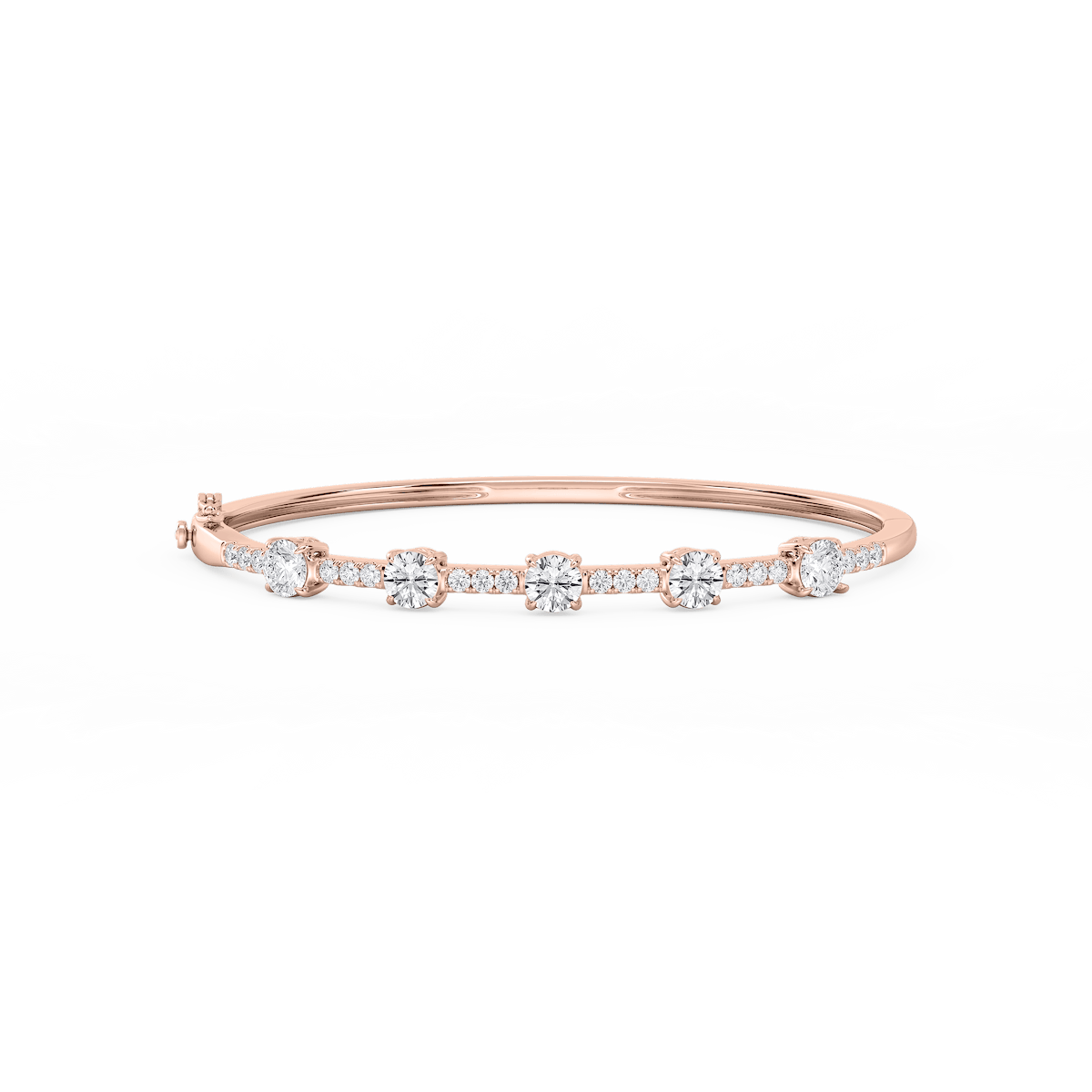 3 ctw Round Lab Grown Diamond Five Station Bangle Bracelet  - 7.25 Inches