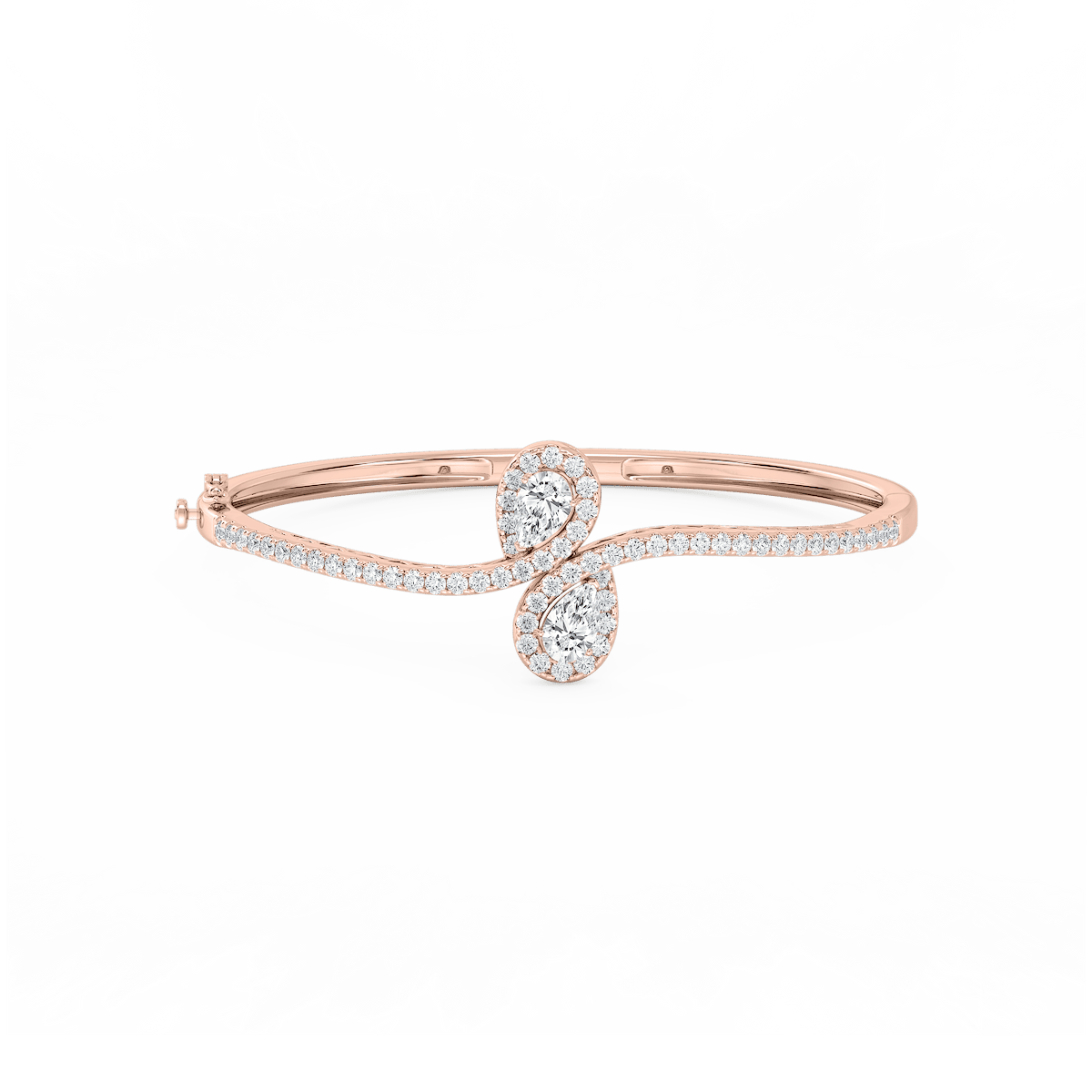 3 ¼ ctw Pear and Round Lab Grown Diamond Bypass Bangle Bracelet  - 7.25 Inches