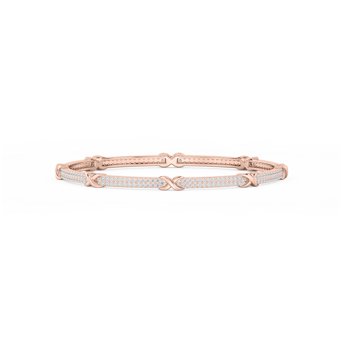 4 ½ ctw Round Lab Grown Diamond X Bangle Bracelet  - 7.25 Inches