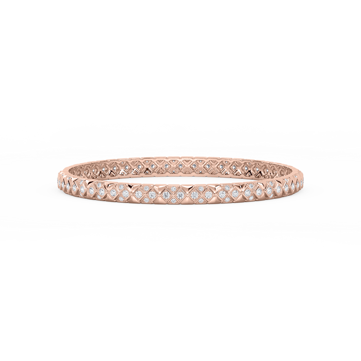 2 ⅜ ctw Round Lab Grown Diamond Textured Mosaic Bangle Bracelet  - 7.25 Inches
