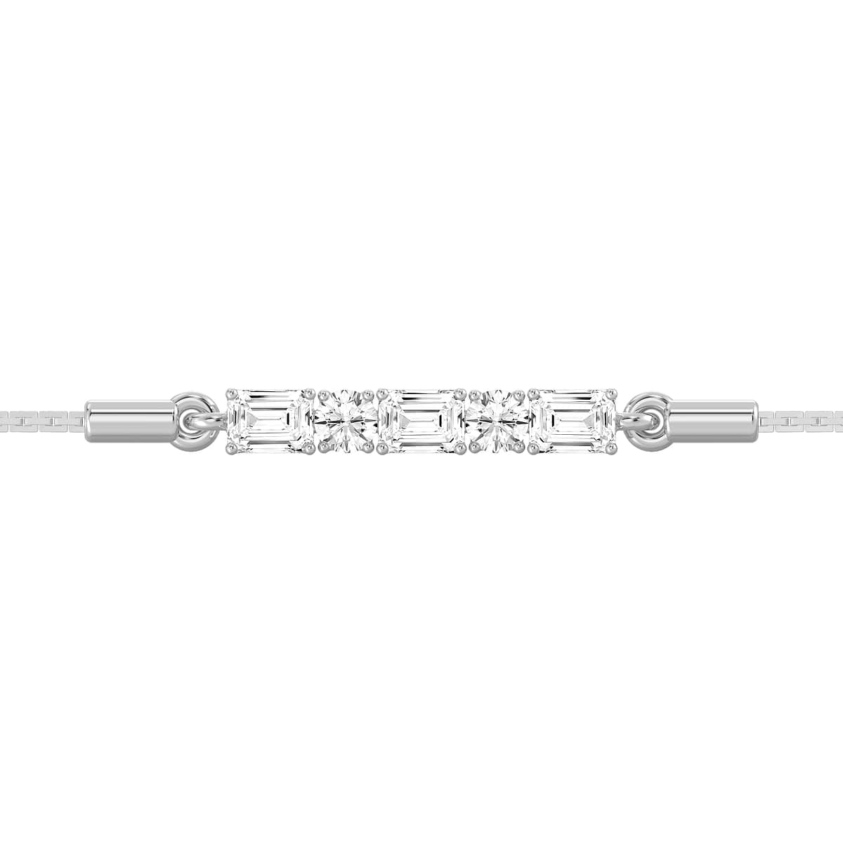 1/2 ctw Round and Emerald Lab Grown Diamond Alternating Five-Stone Bolo - 7 Inches