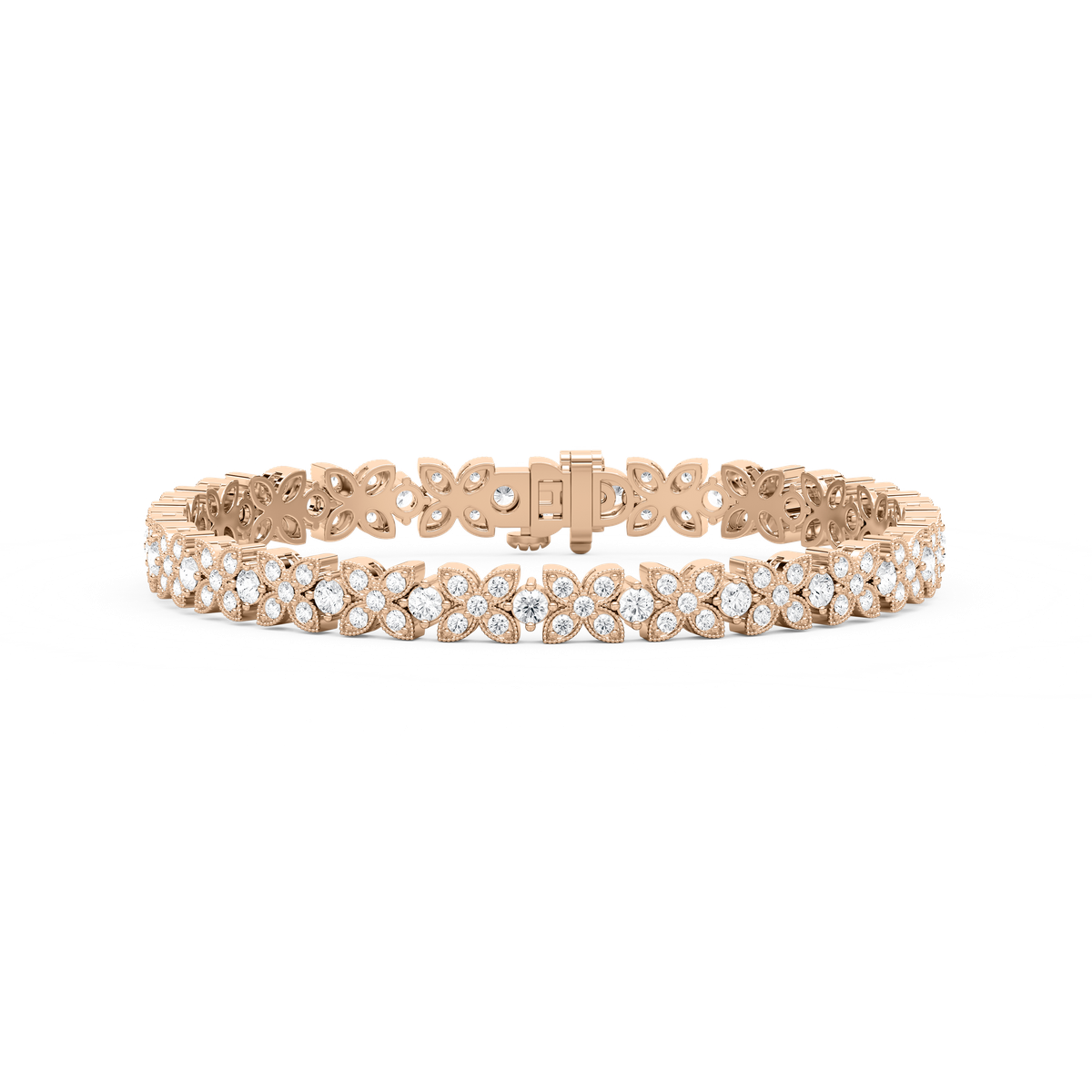 4 ¹⁄₈ ctw Round Lab Grown Diamond Floral Bracelet  - 7 Inches