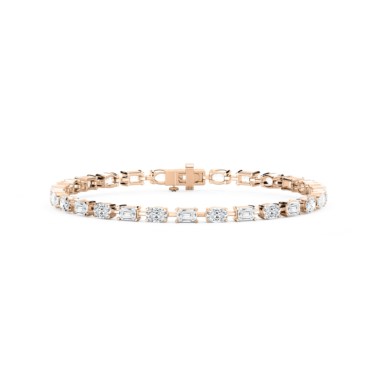 7 ctw Emerald and Oval Lab Grown Diamond Bar Link Tennis Bracelet  - 7 Inches