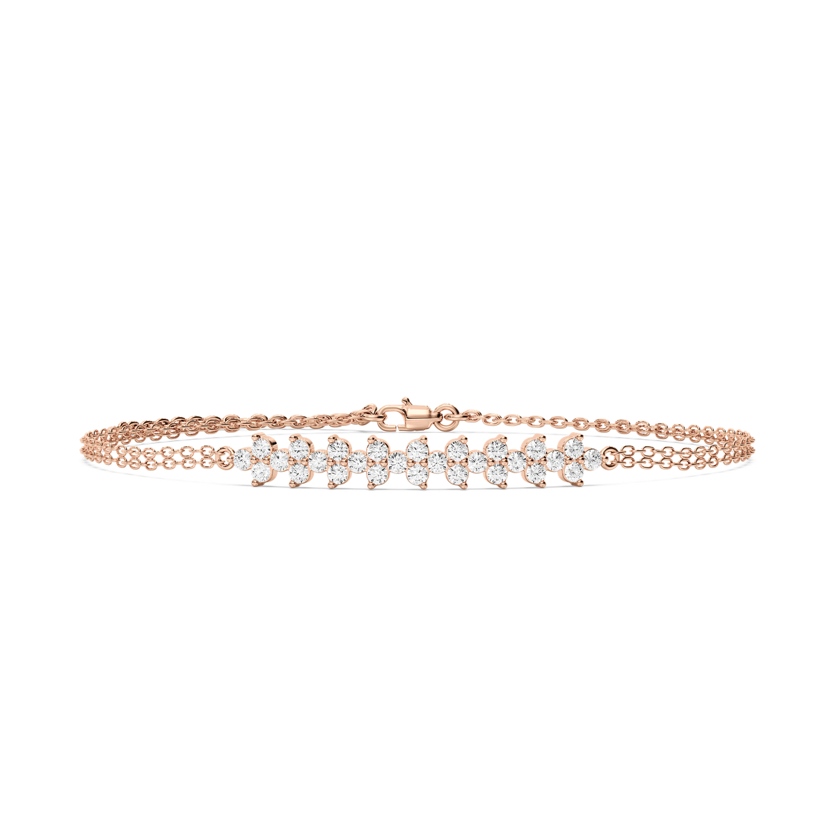 3/4 ctw Round Lab Grown Diamond Cluster Chain Bracelet  - 7 Inches