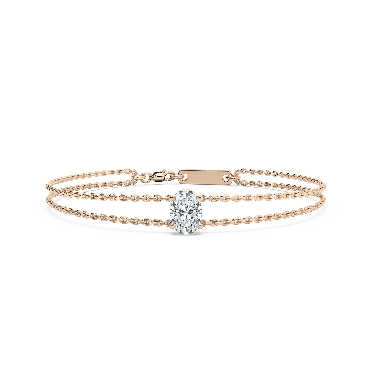 1 ctw Oval Lab Grown Diamond Solitaire Chain Bracelet  - 7 Inches