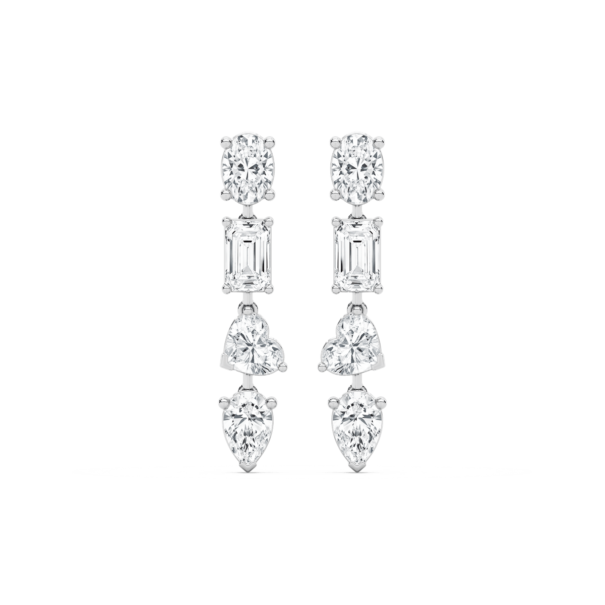 Multi Shape Line Earrings with 6.3ctw in 14K White Gold