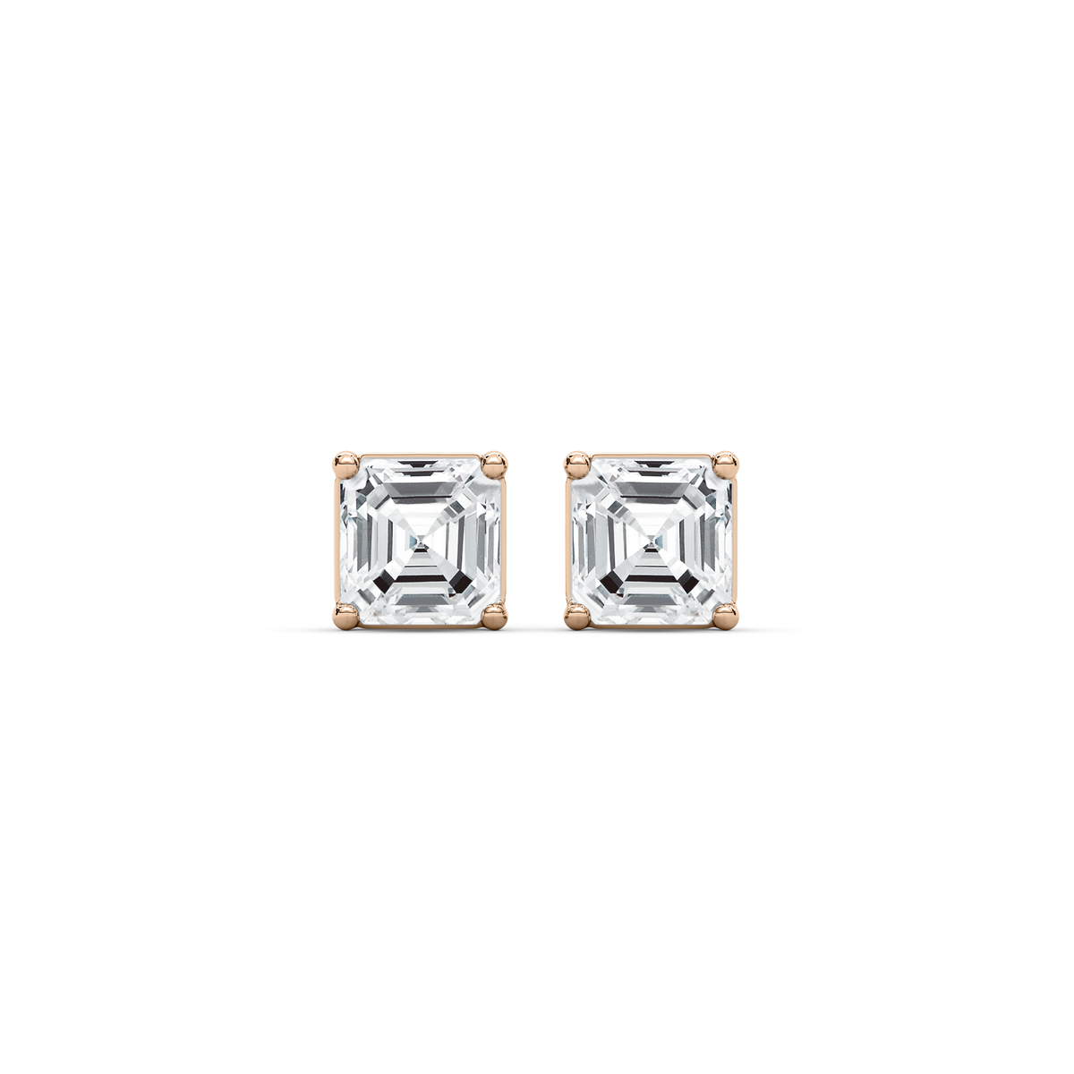 Asscher Lab Grown Diamond Four Prong Stud Earrings