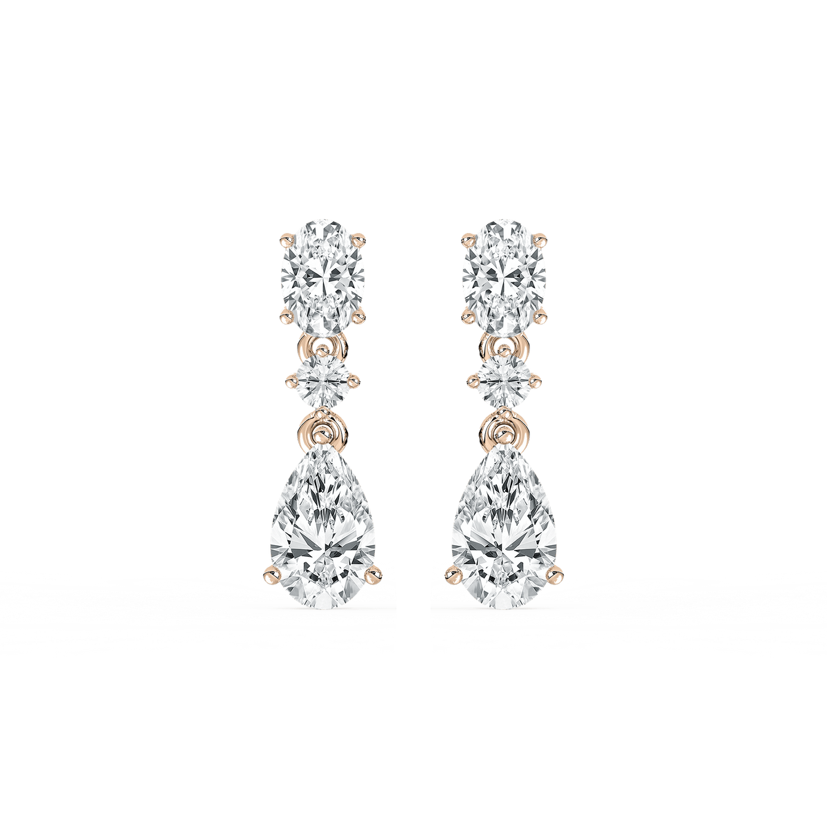 1 ²/₃ ctw Oval and Pear Lab Grown Diamond Trio Drop Earrings