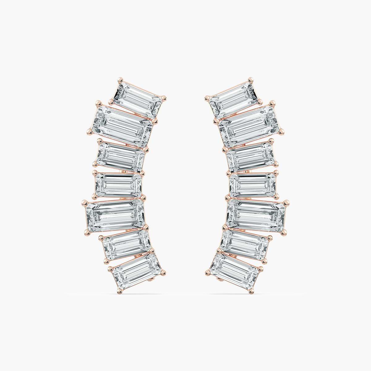 4 ctw Baguette Lab Grown Diamond Climber Earrings