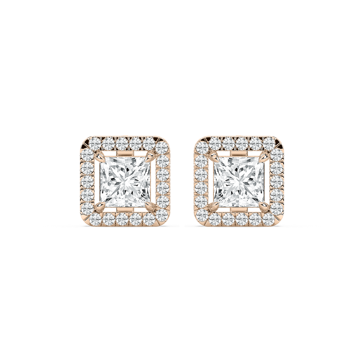 2 ⅖ ctw Princess Lab Grown Diamond Halo Stud Earrings