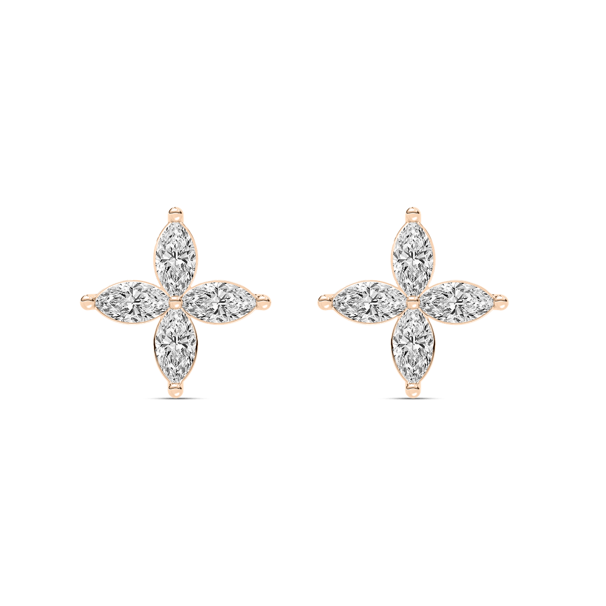 1 ⅝ ctw Marquise Lab Grown Diamond Petal Stud Earrings