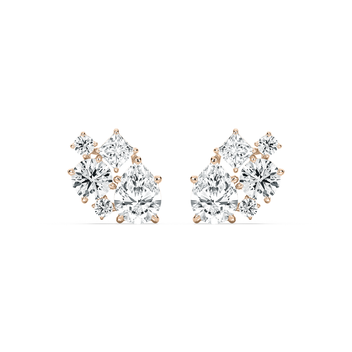 3 ³⁄₄ ctw Multi-Stone Lab Grown Diamond Clustered Stud Earrings