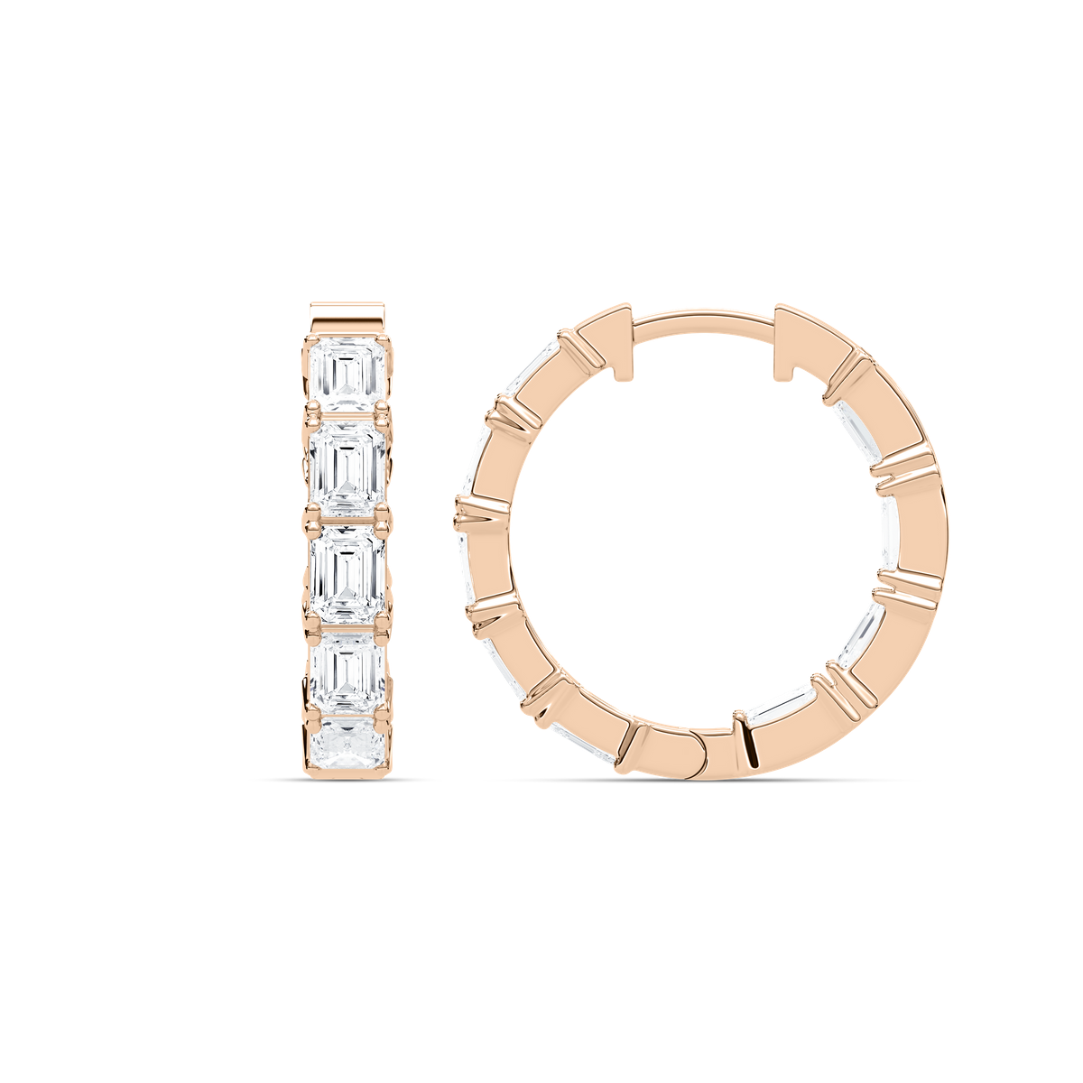 4 ¹⁄₂ ctw Emerald Lab Grown Diamond Inside Out Hoop Earrings