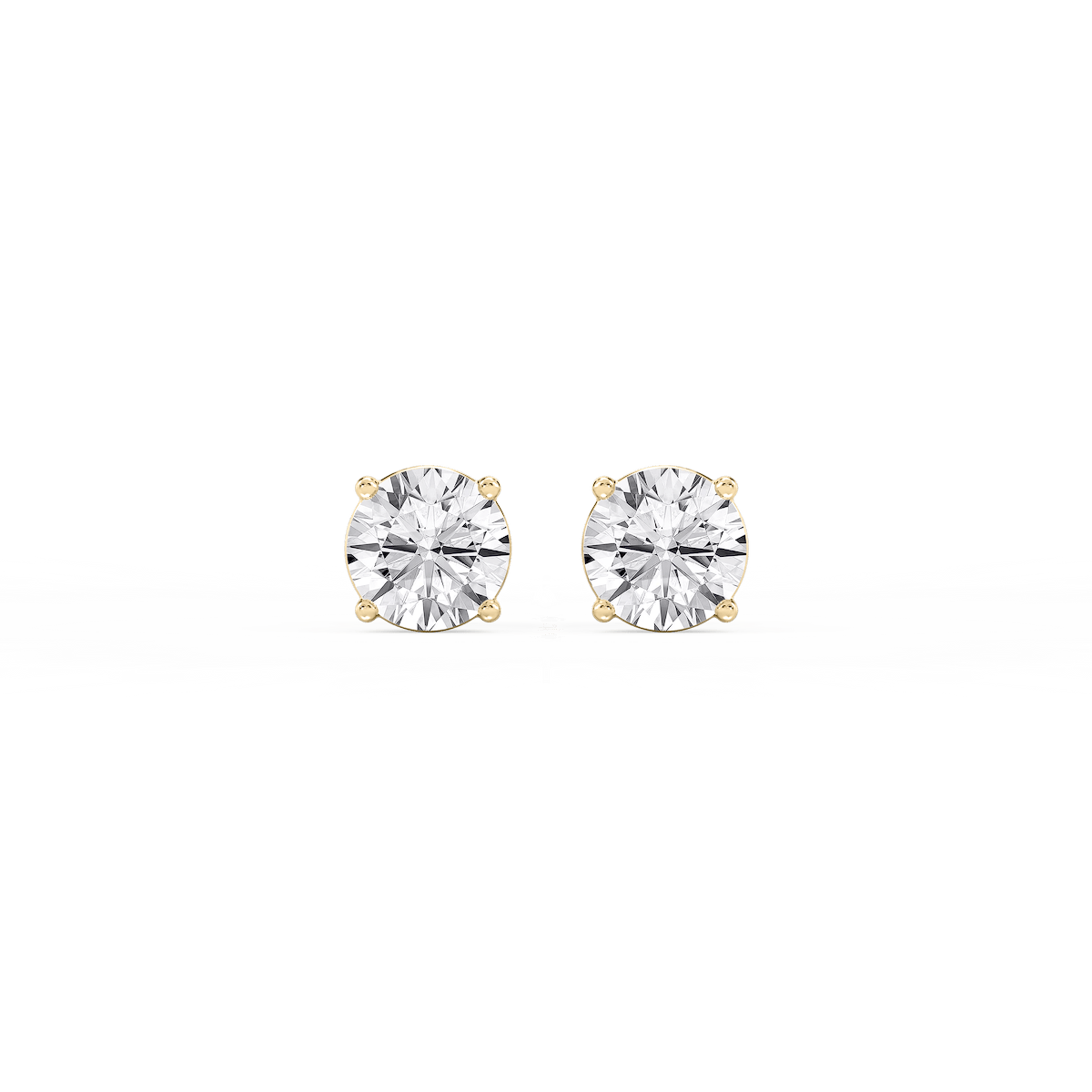 Classic Stud Earrings with 2.00ctw D/VS1 + E/VVS Round Cut Lab-Grown Diamonds in 14K Yellow Gold