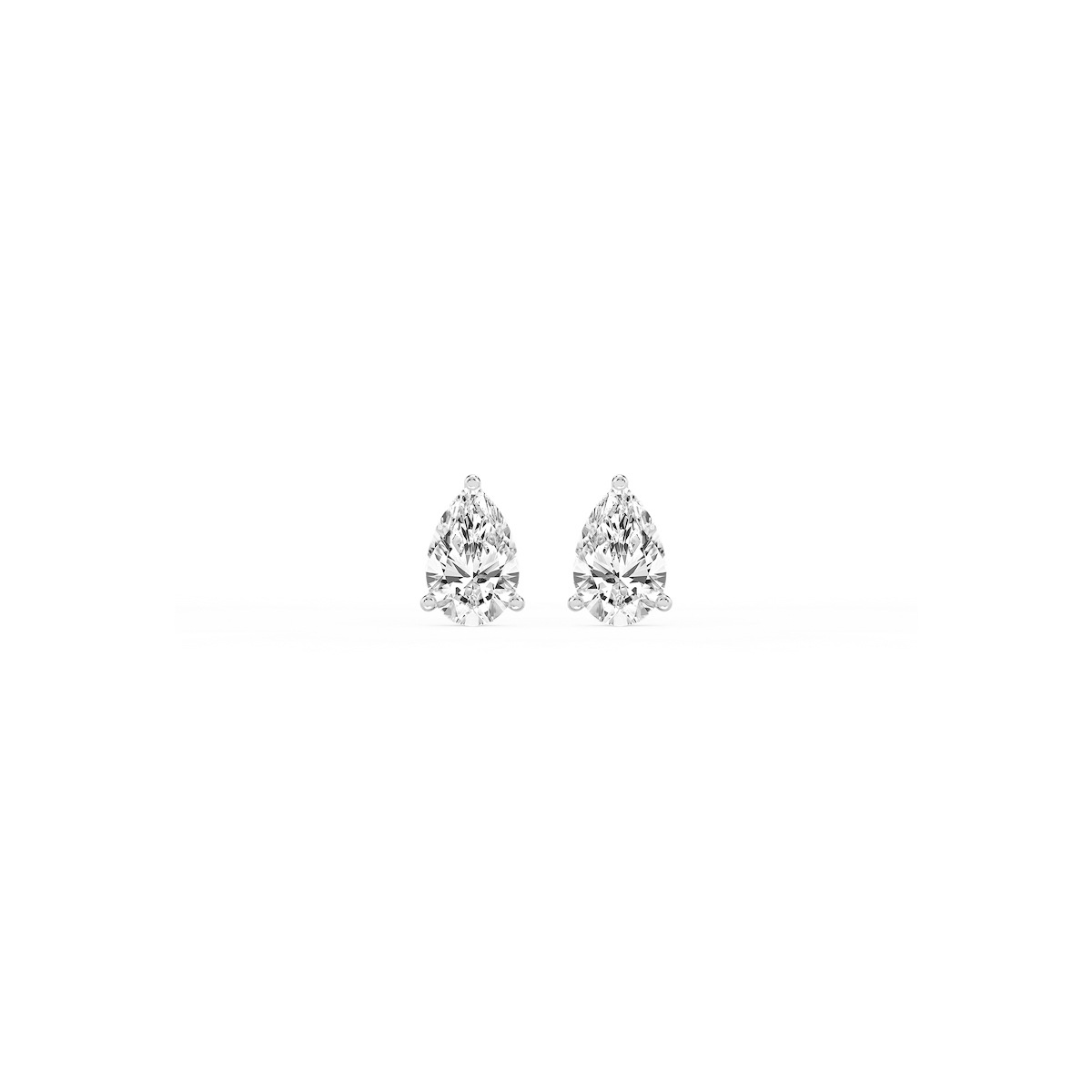 Pear Certified Lab Grown Diamond Classic Three Prong Martini Threaded Stud Earrings