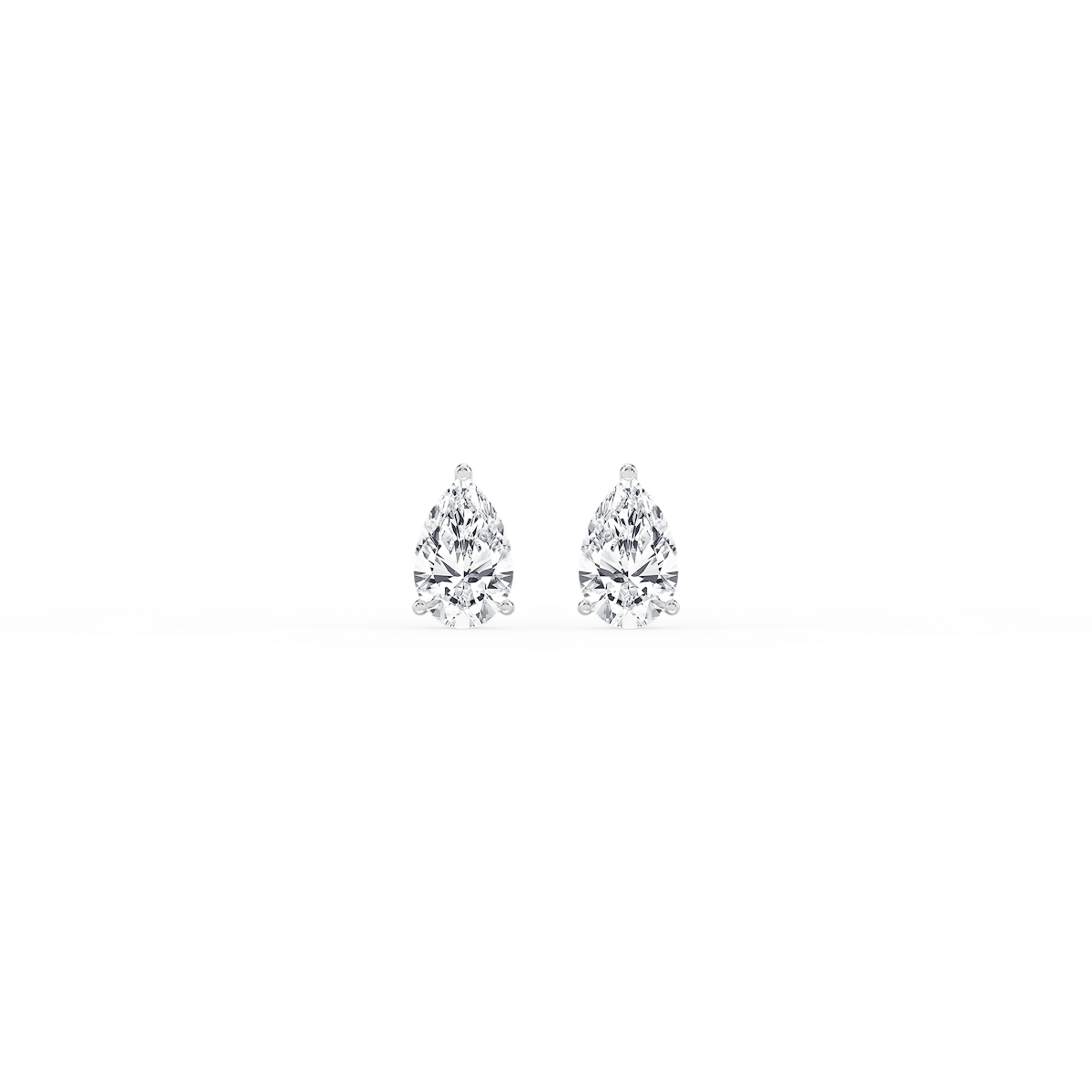 Pear Certified Lab Grown Diamond Classic Three Prong Martini Threaded Stud Earrings