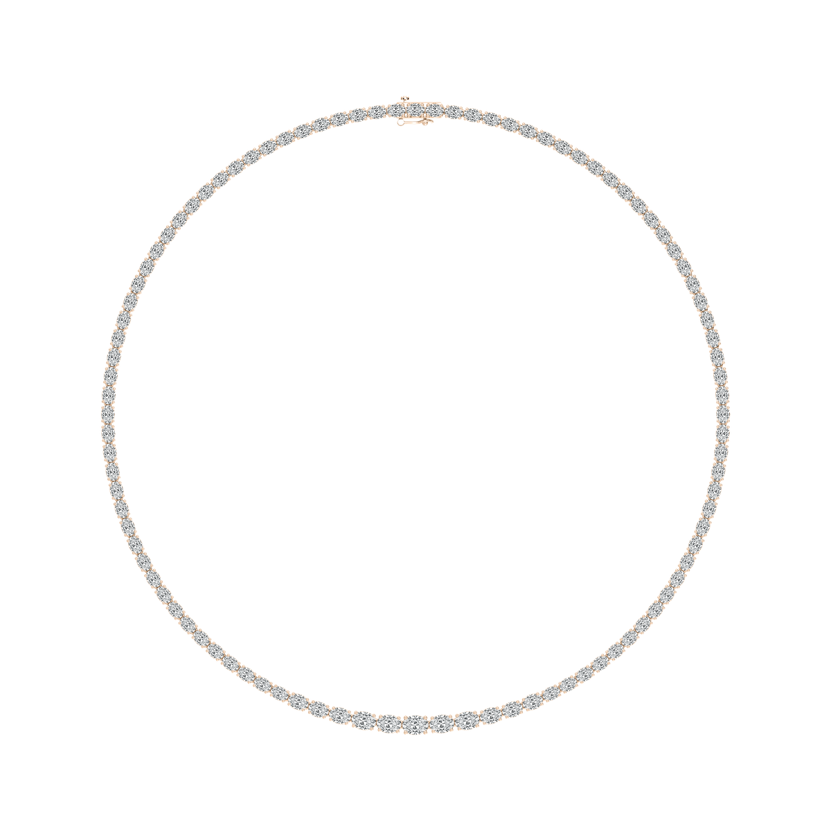 19 ⅞ ctw Oval Lab Grown Diamond East West Tennis Necklace - 18 Inches - Signature Collection