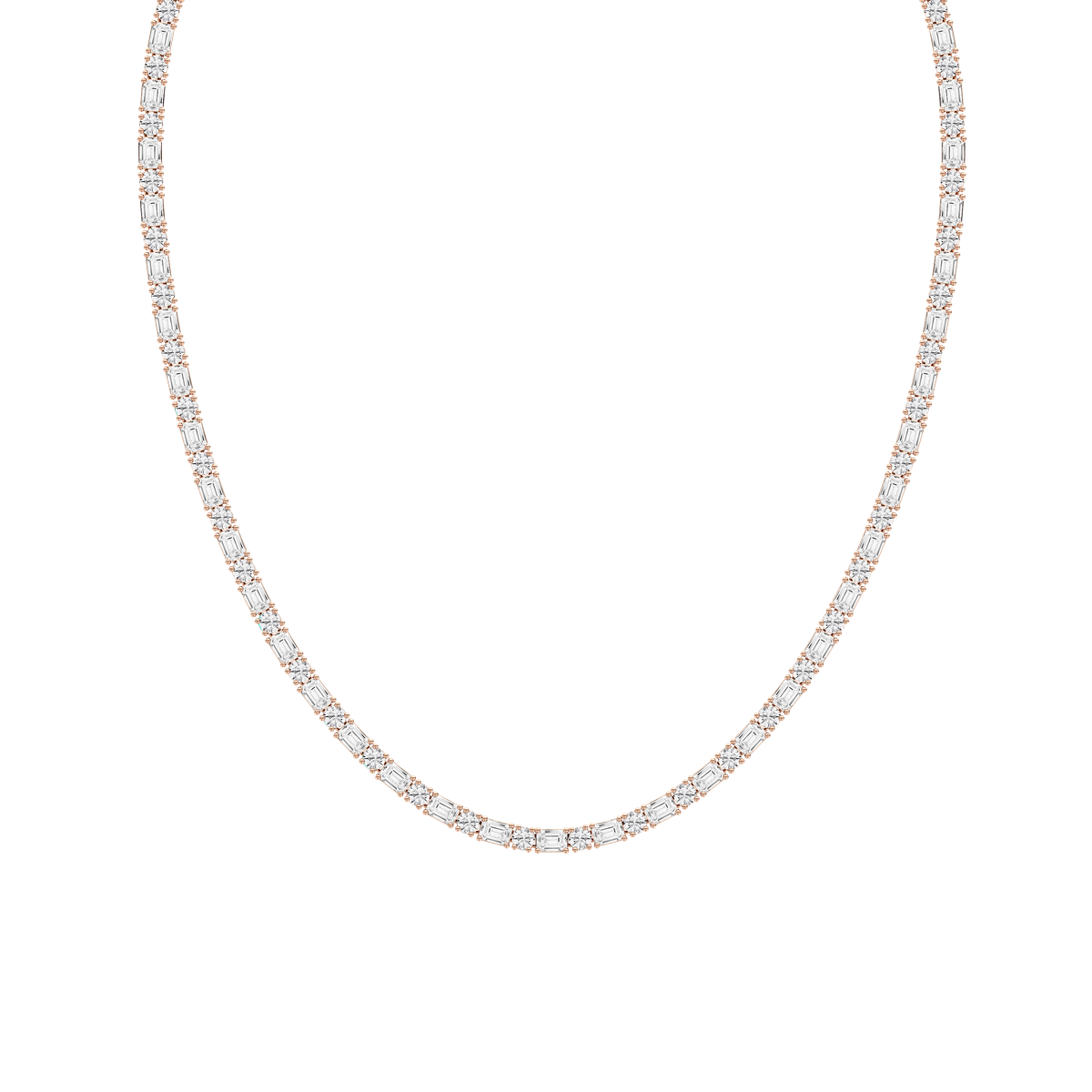 21 ctw Emerald and Round Lab Grown Diamond Classic Tennis Necklace - 18 Inches - Signature Collection