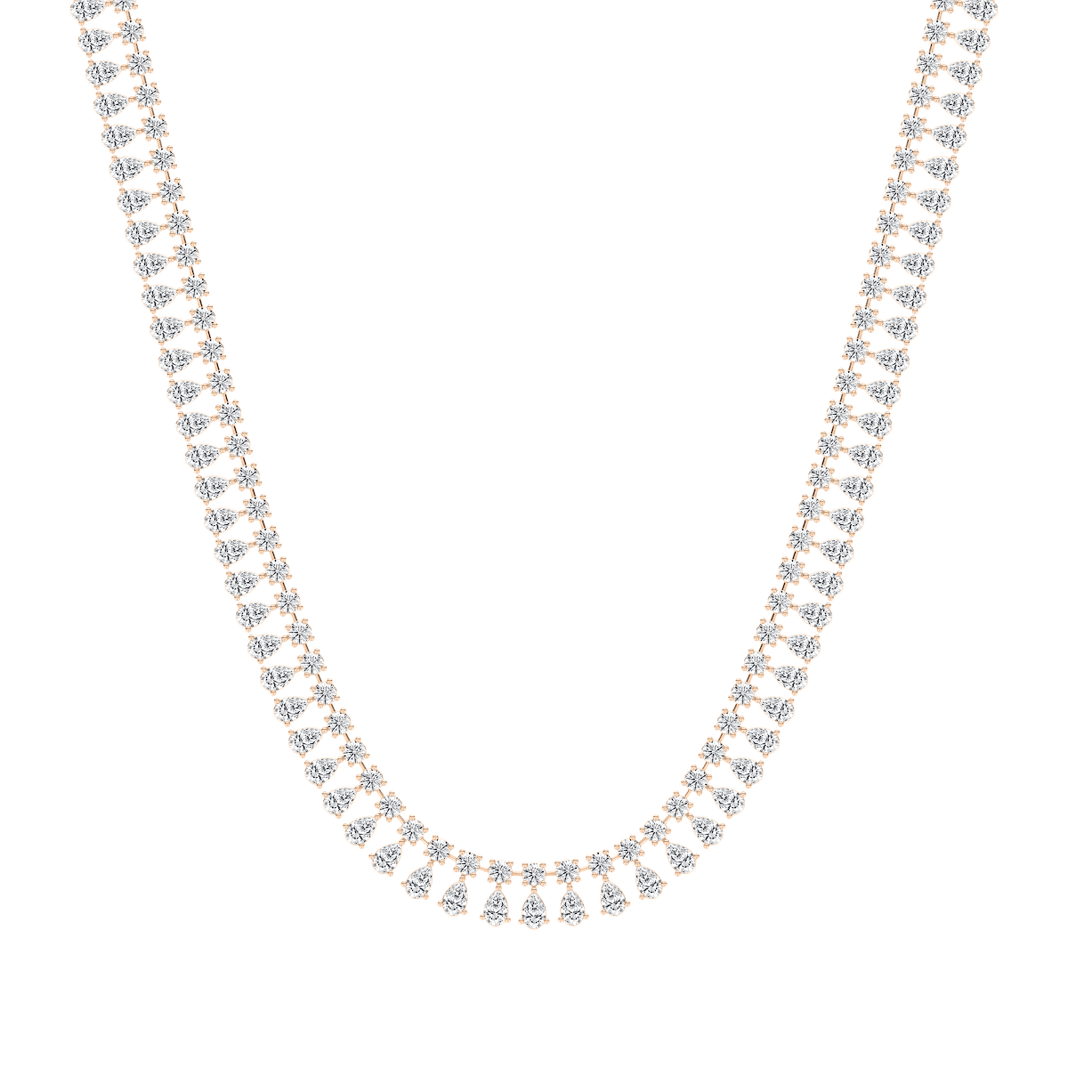 40 ctw Round and Pear Lab Grown Diamond Tennis Necklace - 18 Inches - Signature Collection
