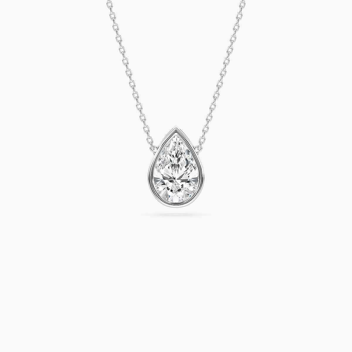 Bezel Pendant Pear with 0.53ct in 14K White Gold