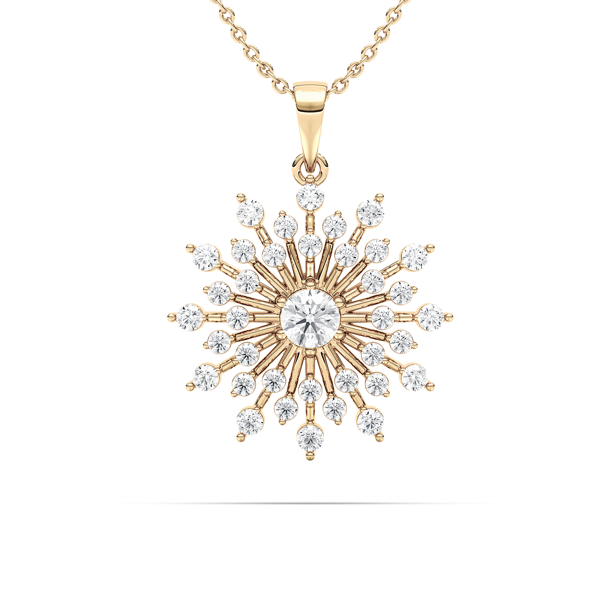 1 5/8 ctw Round Lab Grown Diamond Vintage Snowflake Pendant  - 18 Inches