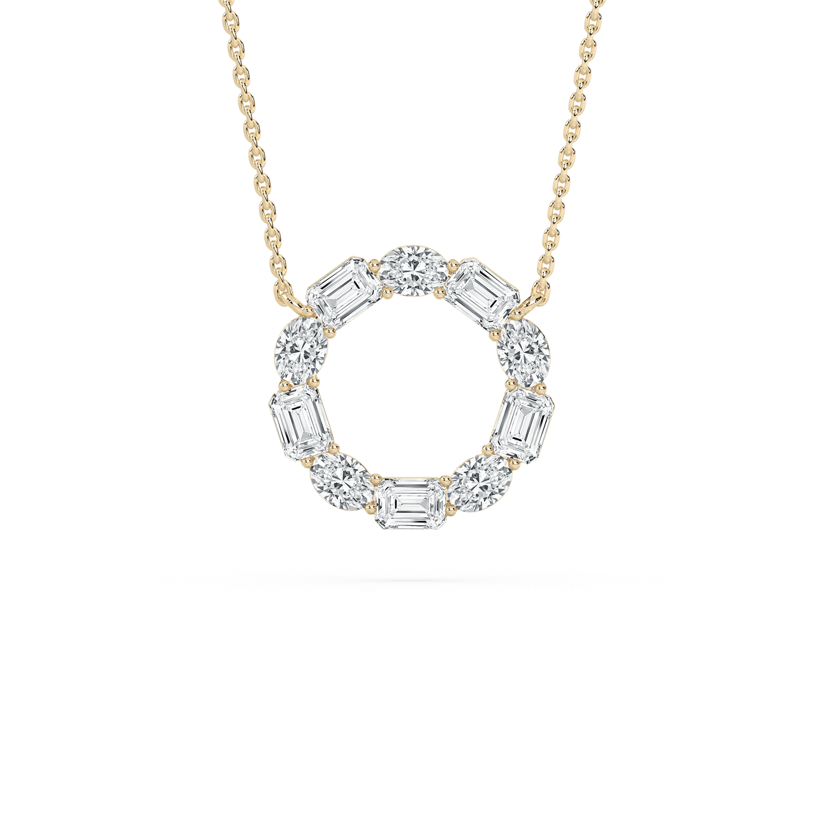 3 ctw Oval and Emerald Lab Grown Diamond Celestial Circle Pendant  - 18 Inches