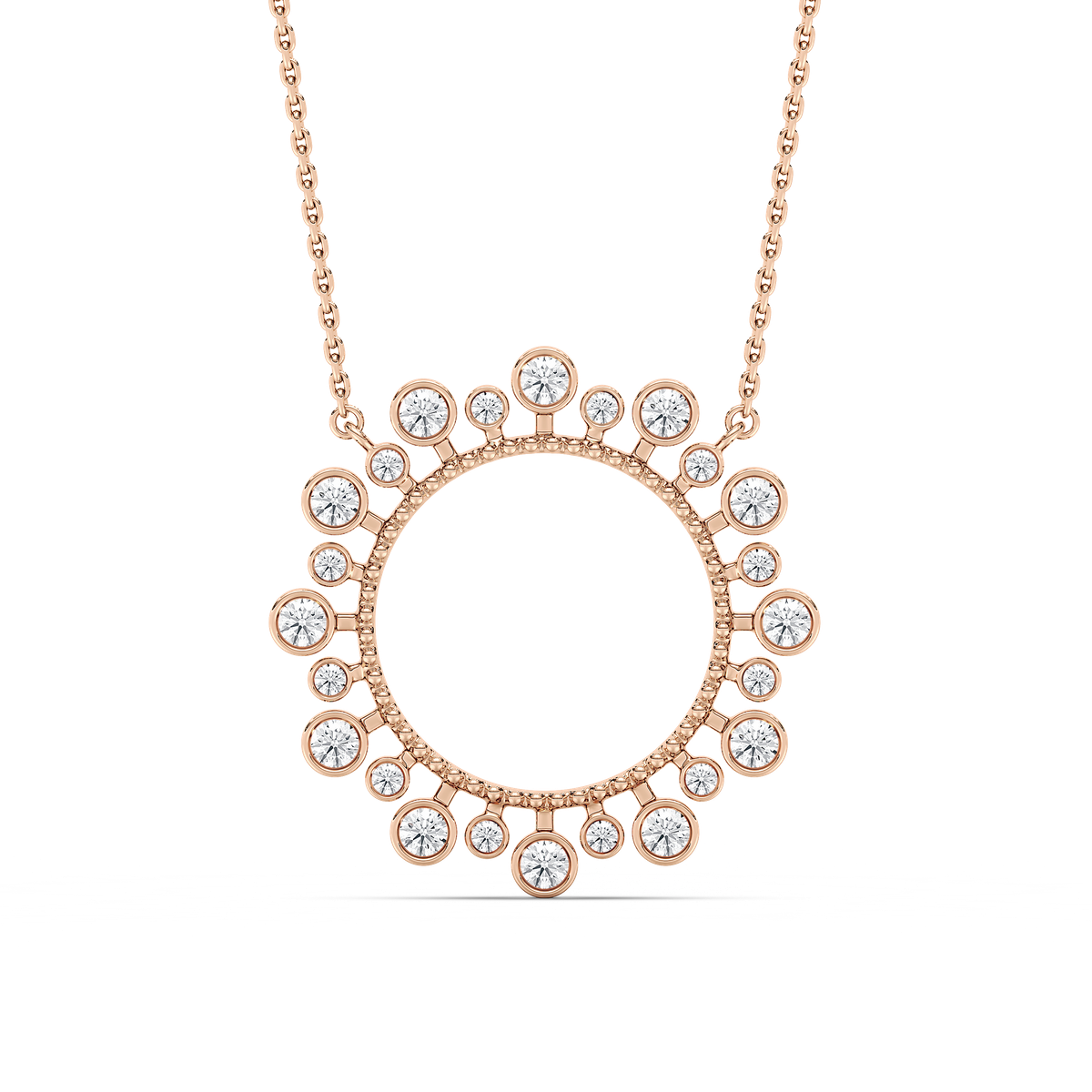 5/8 ctw Round Lab Grown Diamond Bezel Starburst Pendant  - 18 Inches