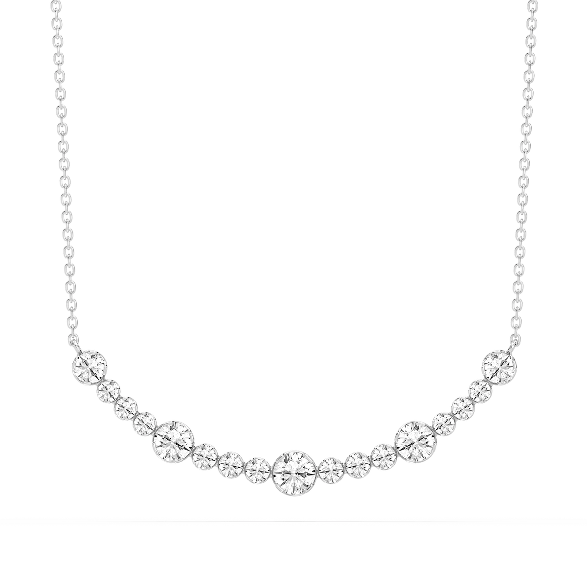 1 ctw Round Lab Grown Diamond Bezel Smile Necklace - 16 to 18 Inches