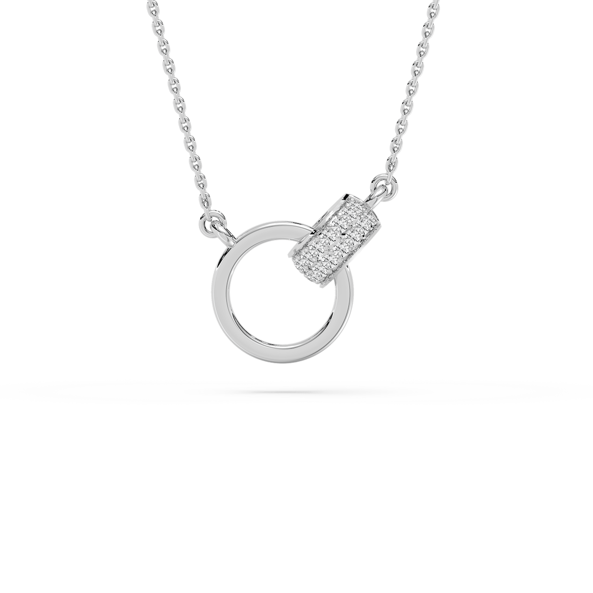 1/5 ctw Round Lab Grown Diamond Sterling Silver Modern Interlocking Pendant - 18 Inch Adjustable Chain