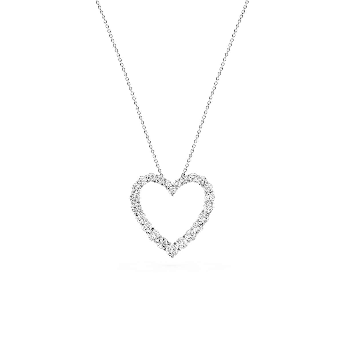 1 ctw Round Lab Grown Diamond Shared Prong Heart Pendant - 18 Inches