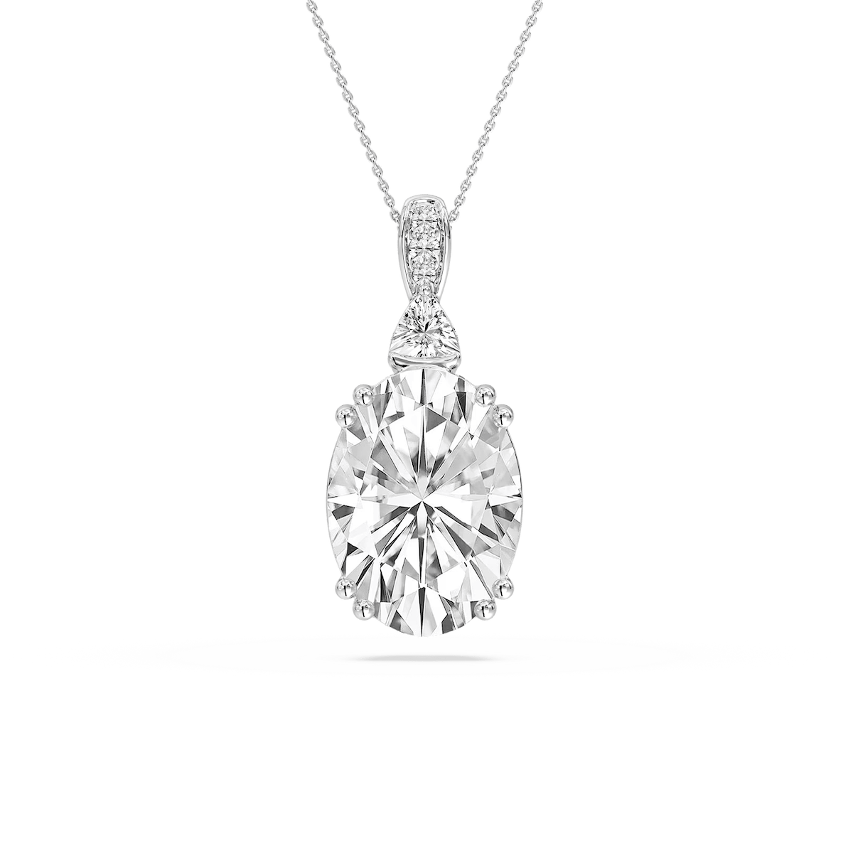 24 ctw Oval Lab Grown Diamond Double Prong Pendant - 18 Inches - Signature Collection