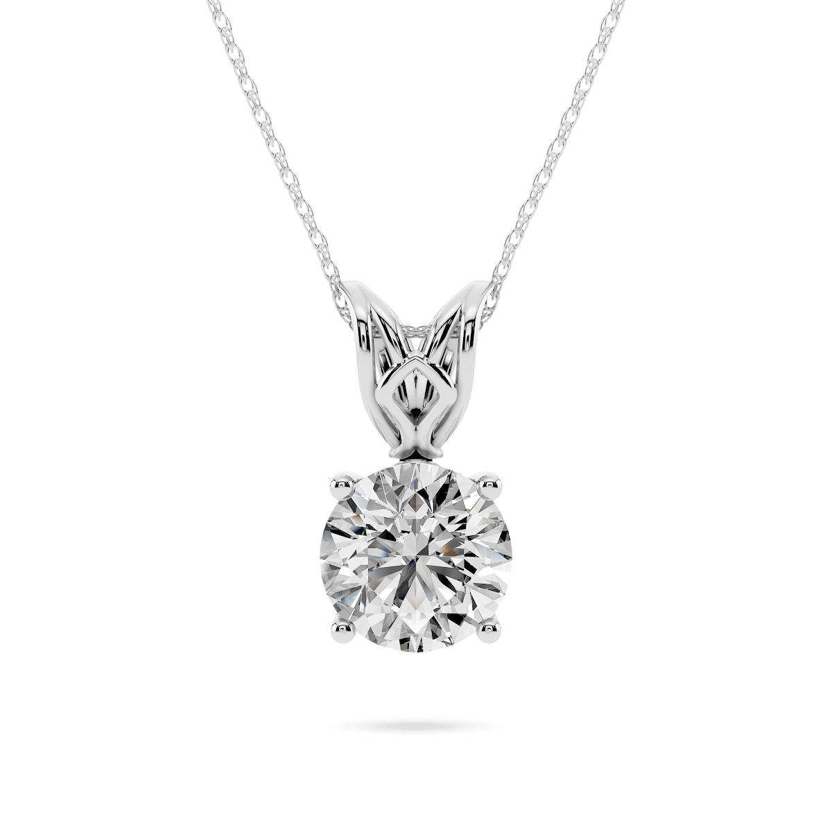 Round Lab Grown Diamond Four Prong Basket Scroll Pendant – 18 Inches