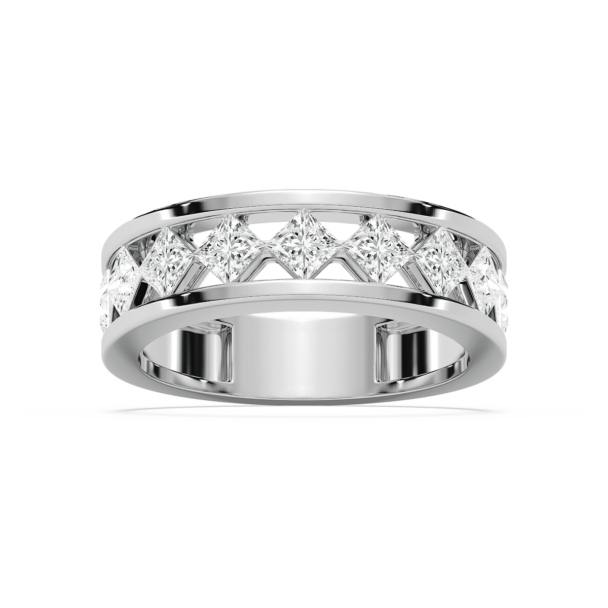 Square Cut Men’s Ring with 2.07ctw in 14K White Gold