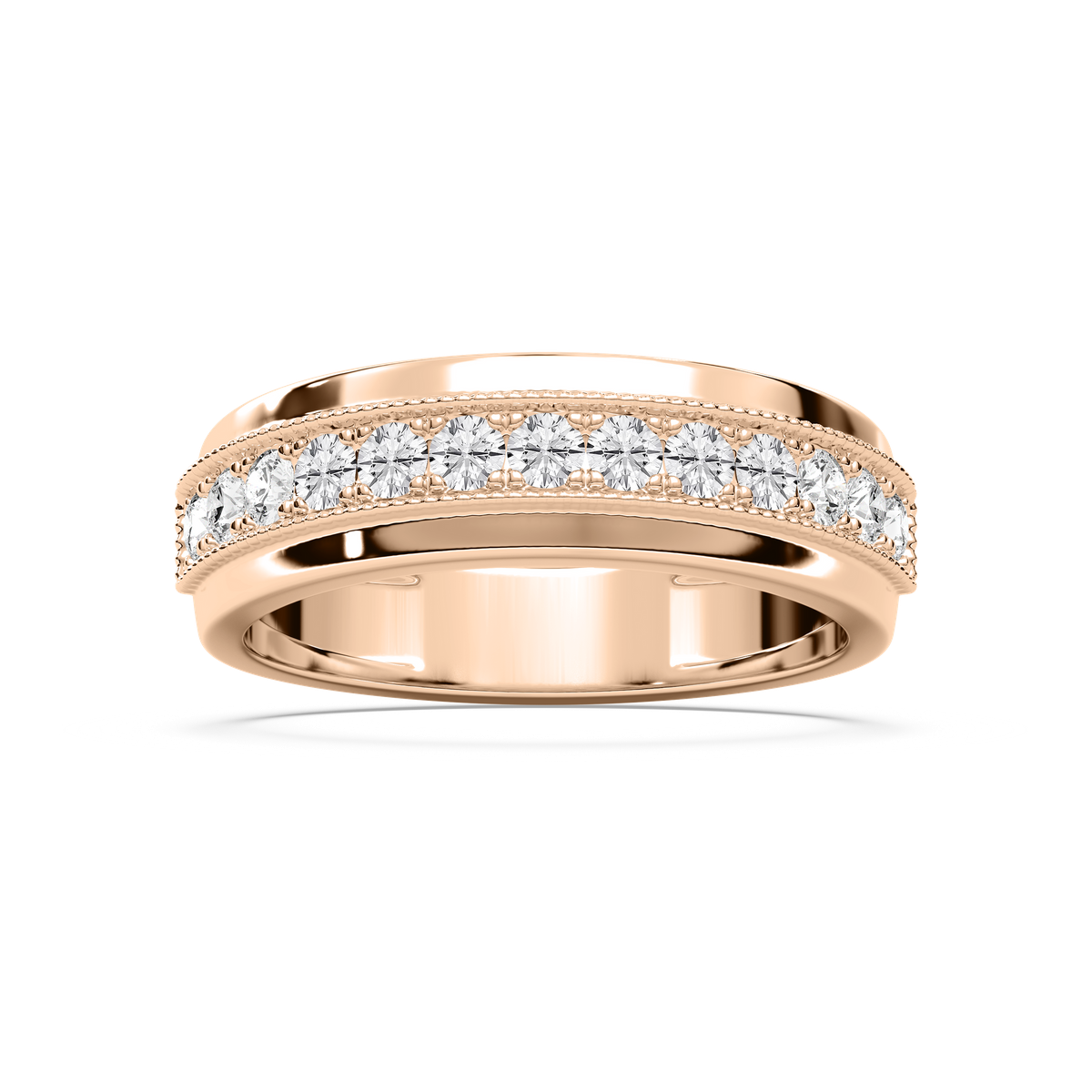 Louis 3/4 ctw Round Lab Grown Diamond 4.35mm Milgrain Channel Mens Wedding Band