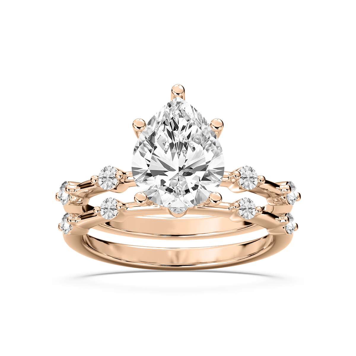 Mila 2 ⅞ ctw Pear Lab Grown Diamond Station Wedding Set