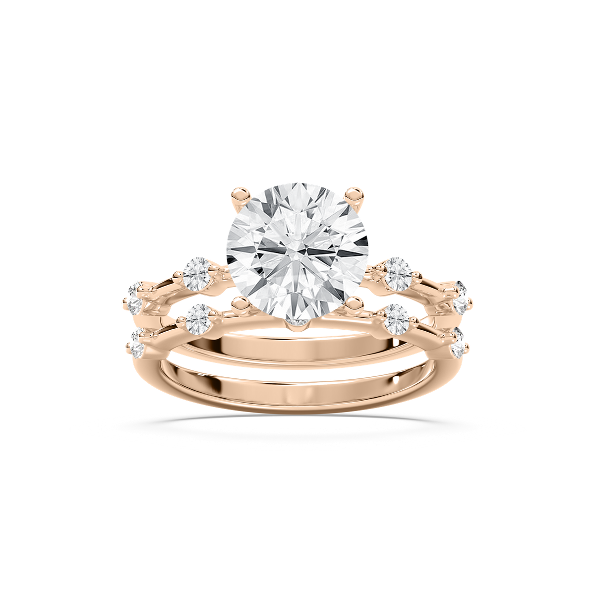 Mila 2 ⅞ ctw Round Lab Grown Diamond Station Wedding Set