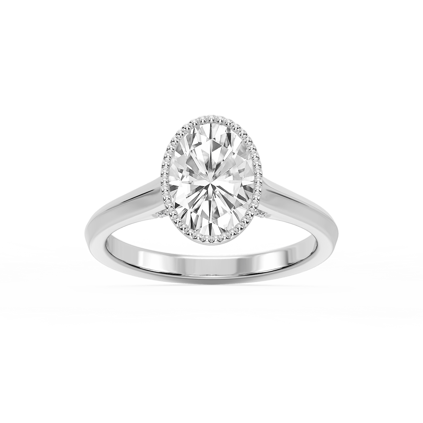 Jane Oval Lab Grown Diamond Milgrain Bezel Side Stone Engagement Ring
