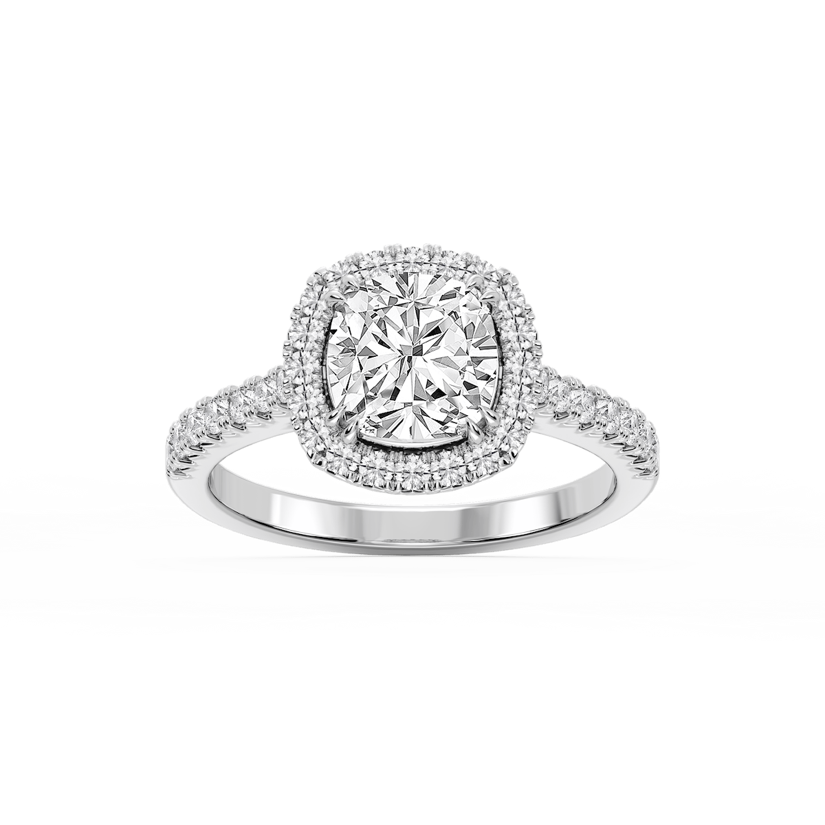 Doris Cushion Lab Grown Diamond Classic Prong Halo Engagement Ring