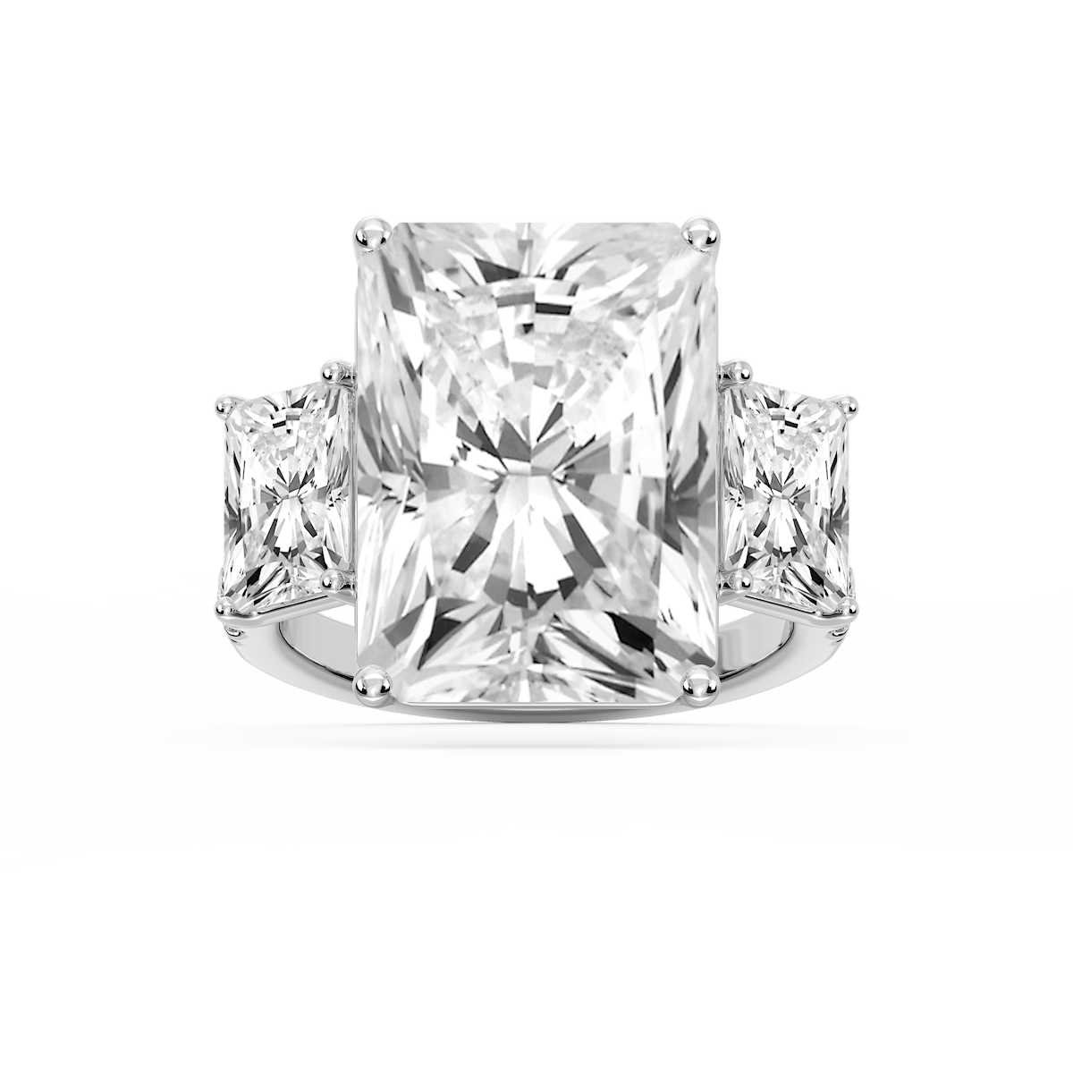 Kelly 19 ¼ ctw Radiant Lab Grown Diamond Pave Three Stone Engagement Ring - Signature Collection