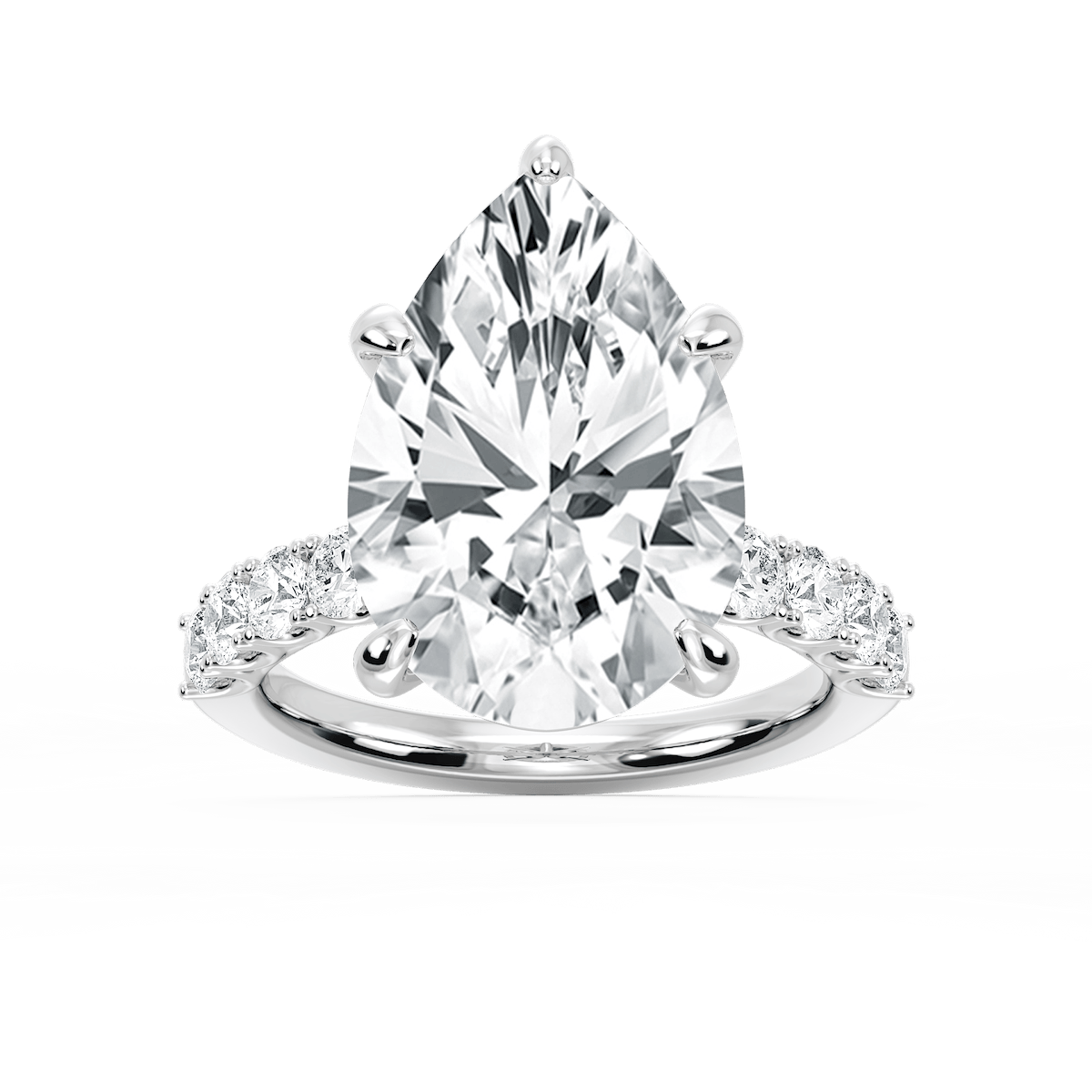 Erica 12 ⁷⁄₈ ctw Pear Lab Grown Diamond U-Prong Side Stone Engagement Ring – Signature Collection